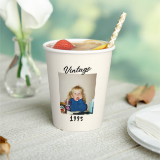 Gobelets En Papier Custom Vintage Birthday Photo Retro Design