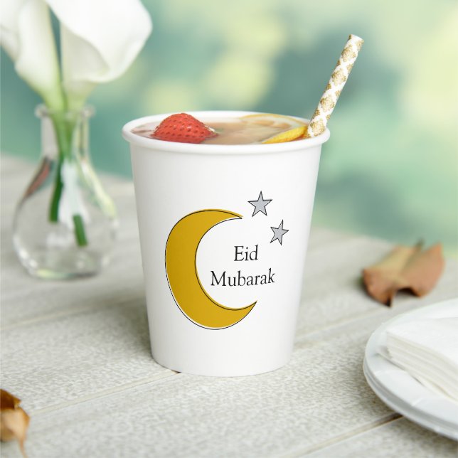 Gobelets En Papier Customizable Eid Paper Cup with Moon & Stars (Insitu)