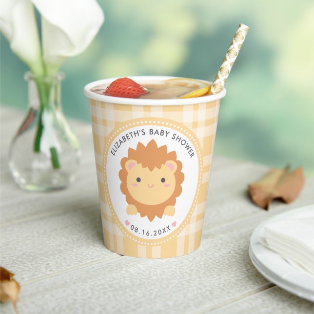 Gobelets En Papier Cute Baby Lion Cub Baby shower neutre genre (Insitu)