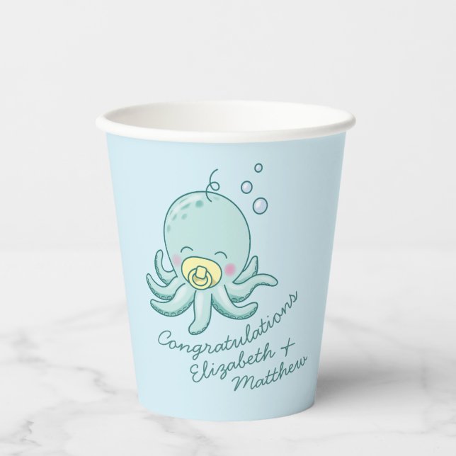 Gobelets En Papier Cute Baby shower Octopus Kawaii (Recto)