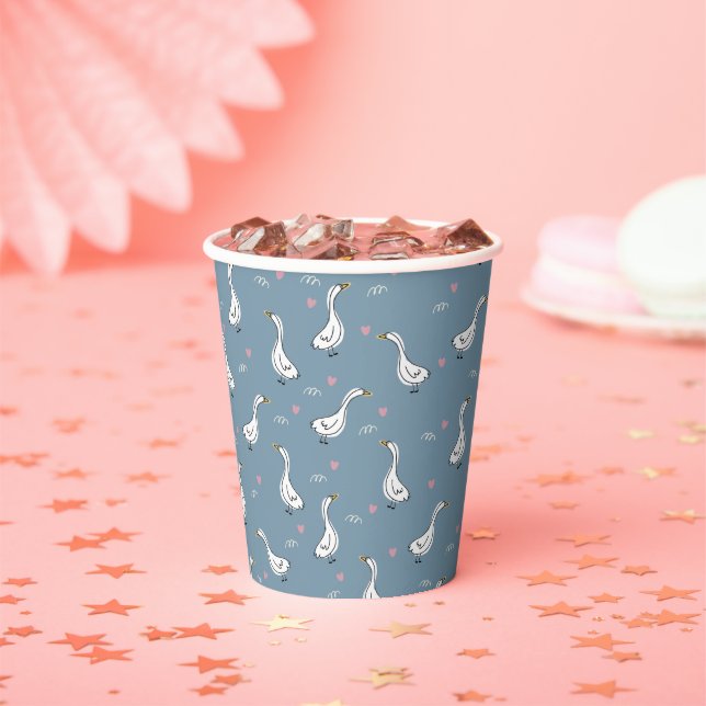 Gobelets En Papier Cute blanc Pekin Motif de canard (Insitu)