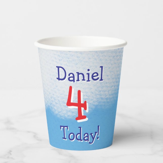 Gobelets En Papier Cute Blue Sky anniversaire de enfant tasse en papi (Recto)