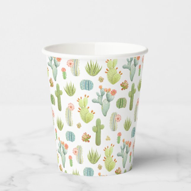 Gobelets En Papier Cute Cactus Motif debout (Gauche)