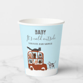Gobelets En Papier Cute Cats in car Winter Cold Baby Shower