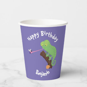 Gobelets En Papier Cute chameleon attraper un dessin animé