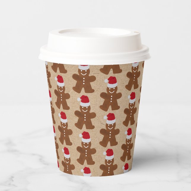 Gobelets En Papier Cute Christmas Gingerbread Homme Cookies Kraft (Recto)