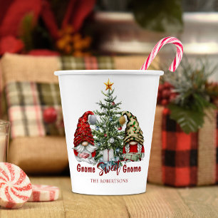 Gobelets En Papier Cute Christmas Gnomes with Tree Paper Cups