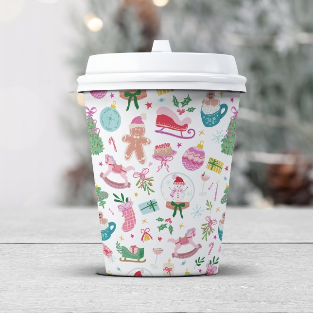 Gobelets En Papier Cute Christmas Paper Cups (Match your Christmas Doodle Cups with our Festive Invitations and Cards — by Painted Paperie)