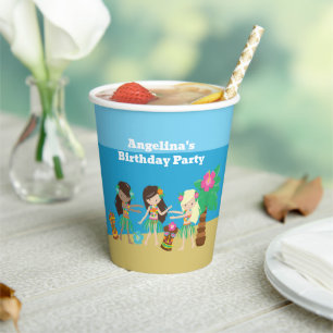 Gobelets En Papier Cute Custom Luau Beach Hula Girls Anniversaire