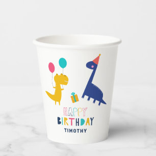 Gobelets En Papier Cute Dinosaur Anniversaire couleur Whimsical