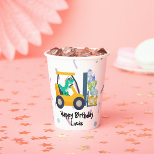 Gobelets En Papier Cute dinosaure Construction Camion garçon B2S Anni