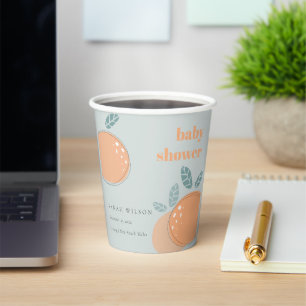 Gobelets En Papier Cute Dusky Blue Orange Fruit Baby shower Gras