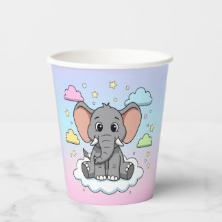 Gobelets En Papier Cute Elephant on Cloud - I'm Ele-Fun-t Pun
