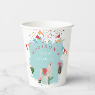 Gobelets En Papier Cute Fiesta Llama & Cactus Anniversaire de enfant