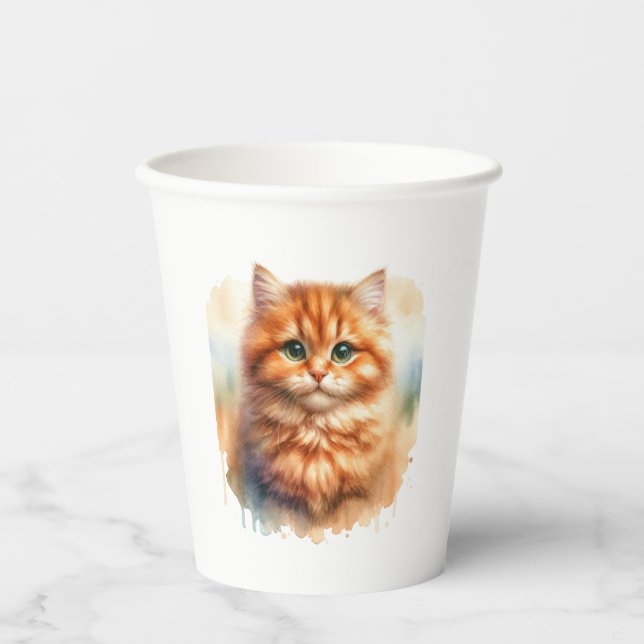 Gobelets En Papier Cute Ginger Tabby Chat T-shirt classique (Recto)