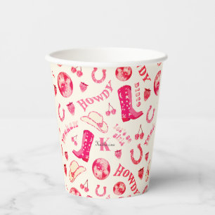 Gobelets En Papier Cute Girl Rose Disco Nom de la fille Monogramme