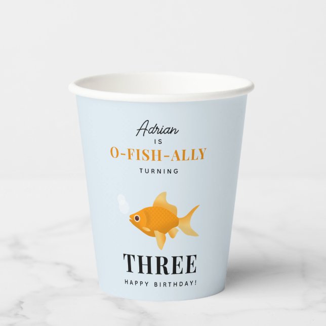 Gobelets En Papier Cute Goldfish Anniversaire de enfant de natation (Recto)