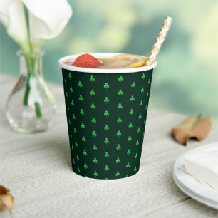 Gobelets En Papier Cute Green Clover Shamrock motif moderne
