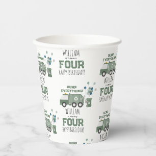 Gobelets En Papier Cute Green Recycling Camion Enfants Nom Âge Annive