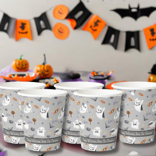 Gobelets En Papier Cute gris Éffrayant Fantôme Motif d'Halloween