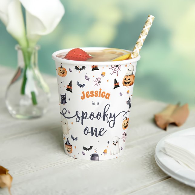 Gobelets En Papier Cute Halloween Fantôme 1er anniversaire (Créateur téléchargé)
