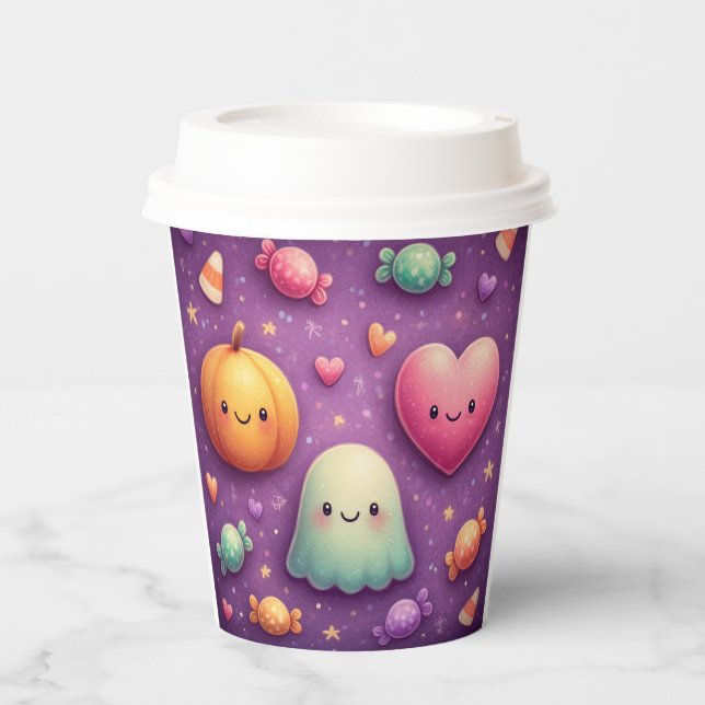 Gobelets En Papier Cute Kawaii Halloween Paper Cups (Recto)