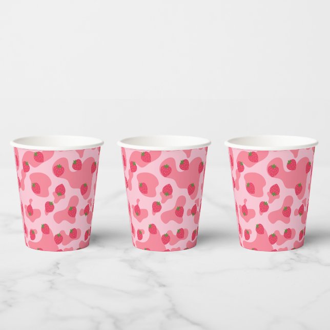 Gobelets En Papier Cute Kawaii Motif de la vache fraise (Multi)
