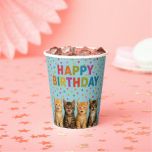 Cute kittens tasses de papier d'anniversaire!