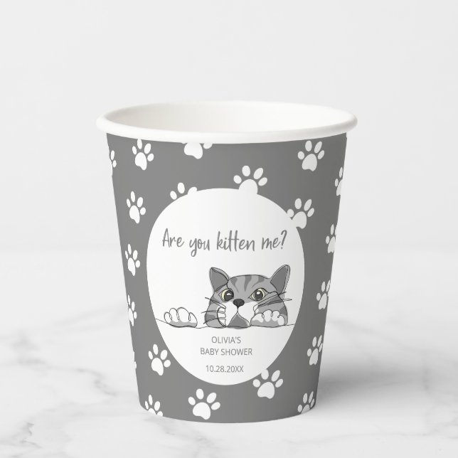 Gobelets En Papier Cute Kitty Chat Baby shower neutre genre (Recto)