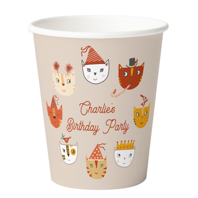 Gobelets En Papier Cute Kitty Chat Personnalisé Anniversaire (Cute kitty cat personalized birthday party paper cup)