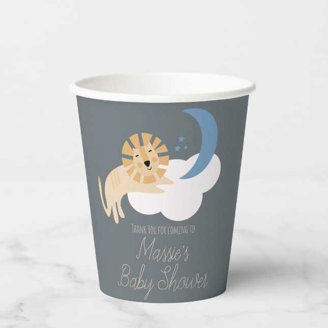 Gobelets En Papier Cute Lion Lon Cloud Baby shower Merci (Recto)