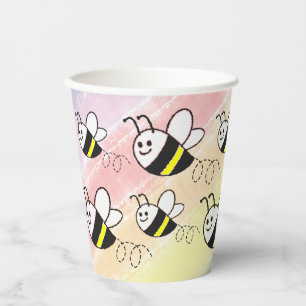 Gobelets En Papier Cute Little Bee Motif Baby shower aquarelle