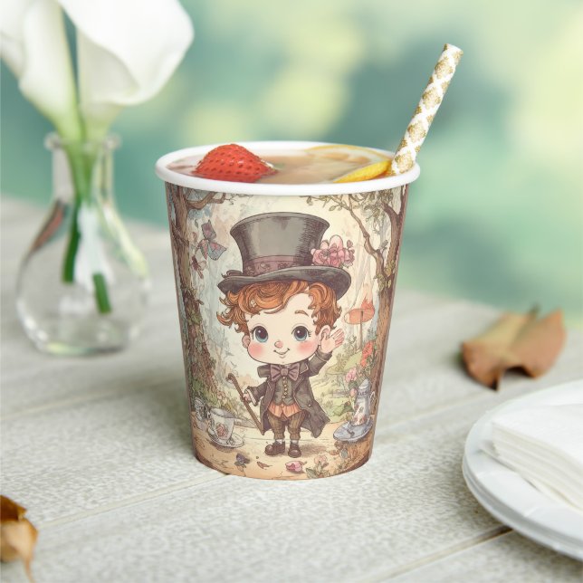 Gobelets En Papier Cute Mad Hatter Whimsical Wonderland Woodland Art (Insitu)