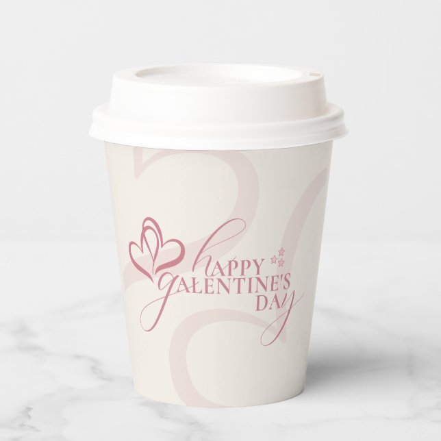Gobelets En Papier Cute Minimal Modern Pink Cream Script Galentines  (Recto)
