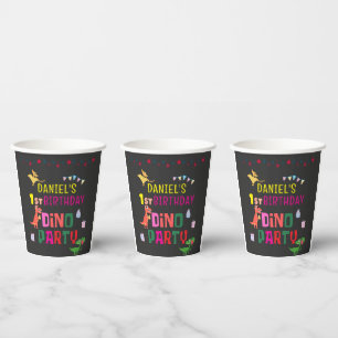Gobelets En Papier Cute Modern Dino Dinosaur fête d'anniversaire pour