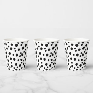 Gobelets En Papier Cute moderne noir et blanc Motif de points Dalmati