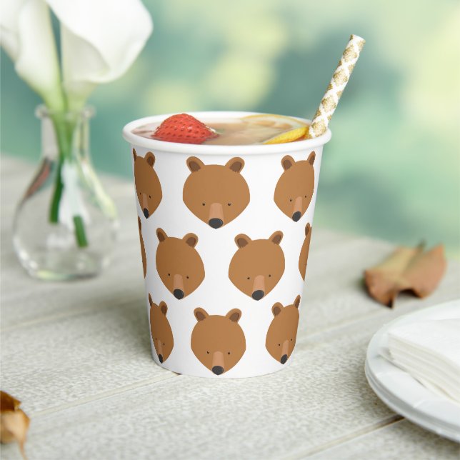 Gobelets En Papier Cute ours visage Motif animal (Insitu)