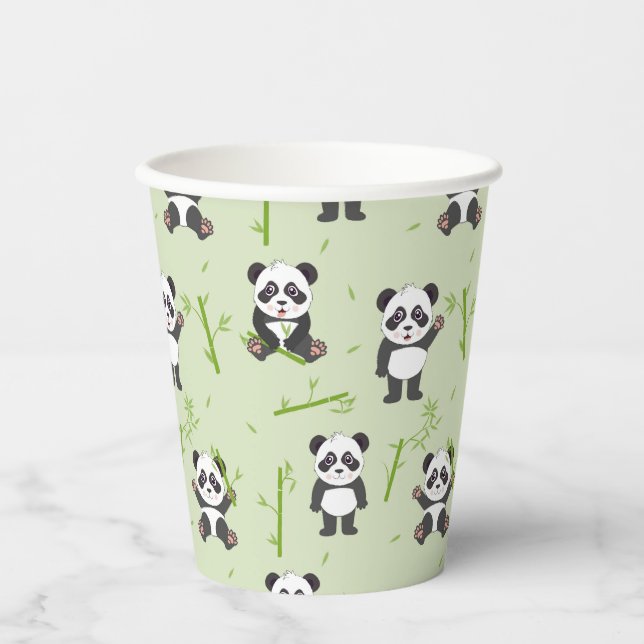 Gobelets En Papier Cute Panda Bear Bamboo Kawaii Animals Pattern (Recto)