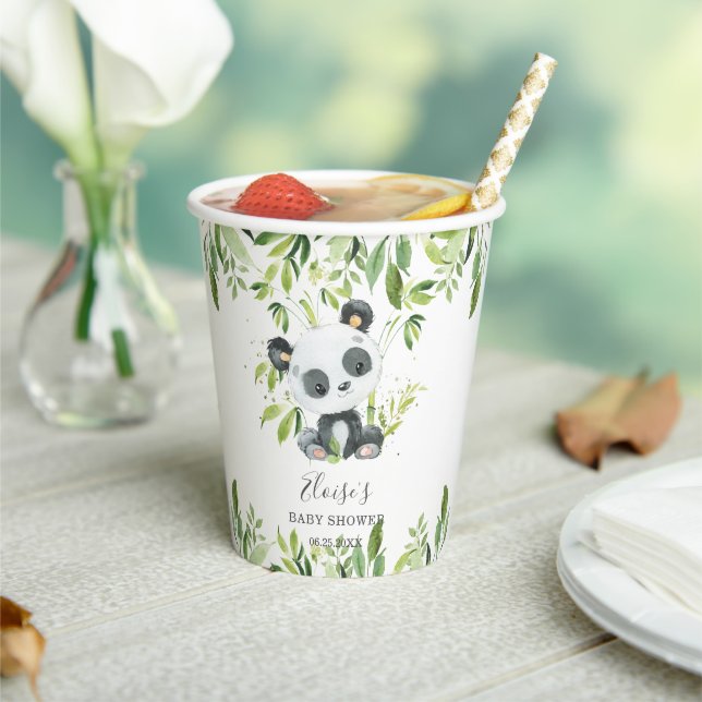 Gobelets En Papier Cute Panda Green Baby shower Bamboo Anniversaire (Insitu)