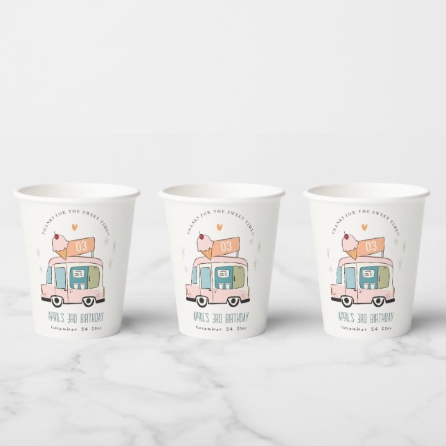 Gobelets En Papier Cute Pastel Sweet Time Glace Cream Camion Annivers (Multi)