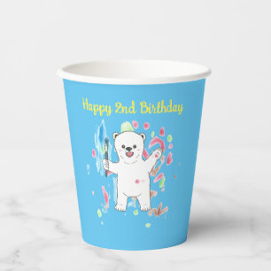 Gobelets En Papier Cute Polar Ours Art Anniversaire Coupes de papier