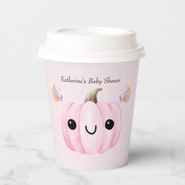 Gobelets En Papier Cute Pumpkin Is On The Way | Halloween Baby Shower (Recto)
