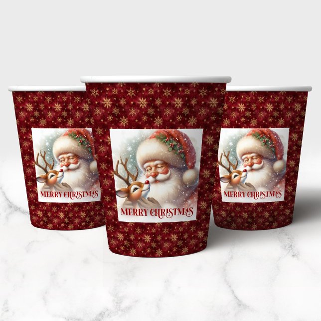 Gobelets En Papier Cute Santa & Rudolph Christmas Party Paper Cup (Cute Santa & Rudolph Christmas Party Paper Cup)