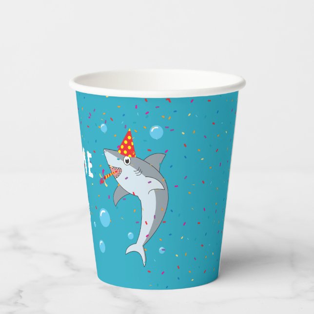 Gobelets En Papier Cute Shark à la fête des Anniversaires de enfants  (Verso)