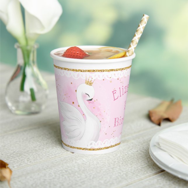Gobelets En Papier Cute Swan Princess Anniversaire Coupe en papier (Insitu)