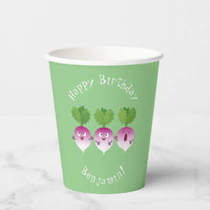 Gobelets En Papier Cute turnip légumes trio chanter dessin animé