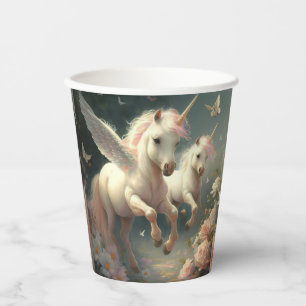 Gobelets En Papier Cute Unicornes florale volant petit poney Papier C