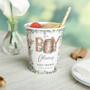 Gobelets En Papier Cute Woodland Animaux Végétation Boy Baby shower