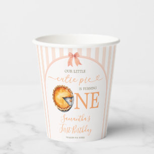 Gobelets En Papier Cutie Pie Orange En vichy 1er anniversaire