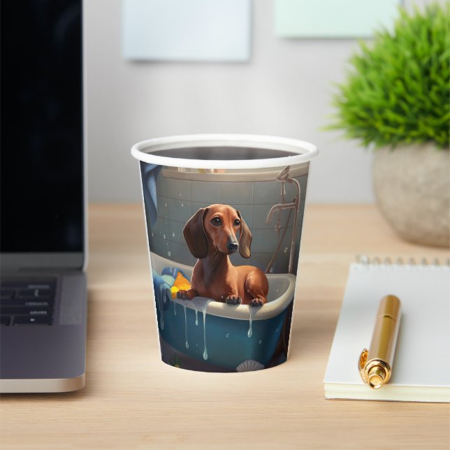 Gobelets En Papier Dachshund Bathtime Fun (Insitu)